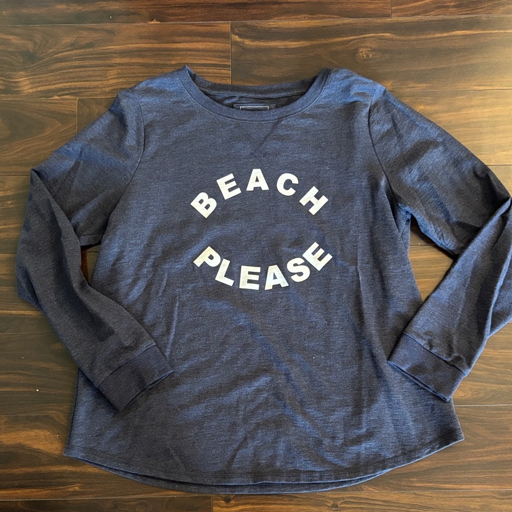 Sonoma Women’s Light Sweatshirt Dark Blue with 'Beach Please' Print